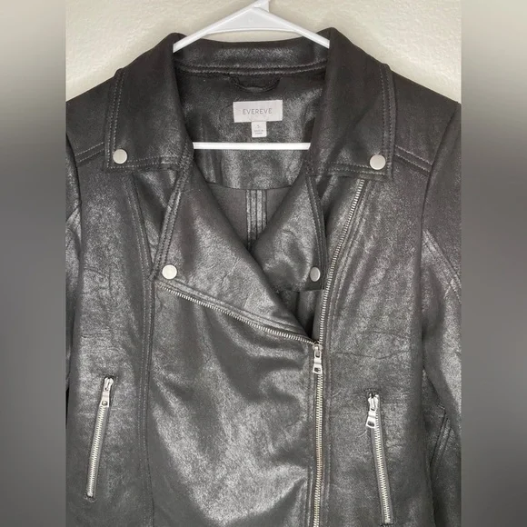 Evereve Marren Moto Jacket Faux Leather in Black Size Small Retail $158 - Picture 9 of 12